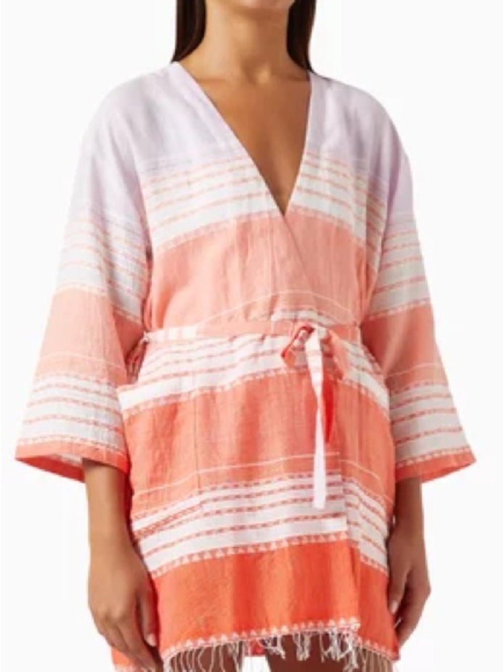 Lemlem Eshal Striped Mini Short Robe medium boho ethiopian artisan